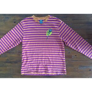 Blake Anderson Bored Teenager Long Sleeve Shirt Mens Large Striped Skull Y2K VTG